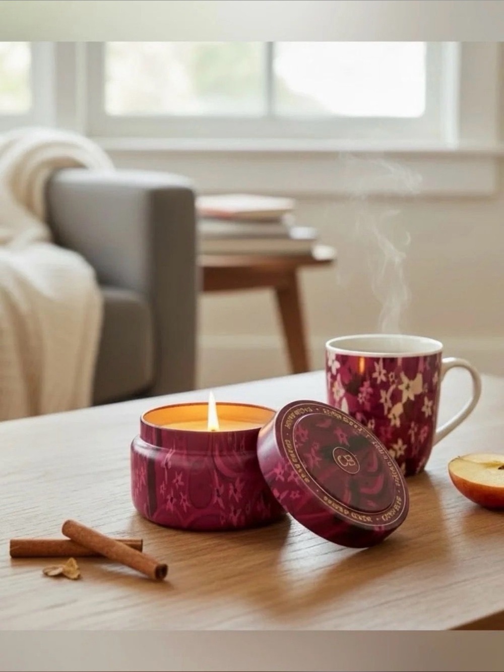 Anthropologie Plum Floral Tin Candle